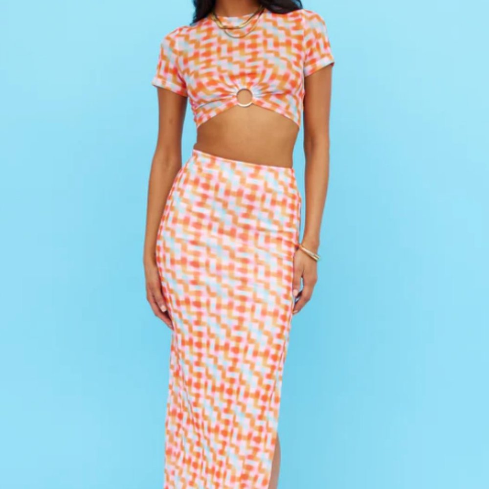 Cubic Space Midi Skirt and Crop Multi Set from Hello Molly (who i am brand) - XS